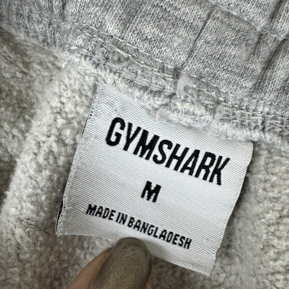 Gym Shark Joggers Mens M Grey Cotton Sweatpants White Logo - Picture 6 of 11